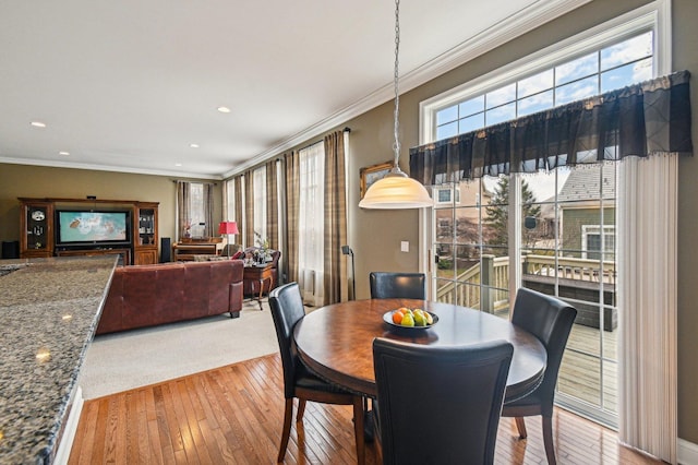 1037 Moray Dr, Inverness, IL 60010 - dining space with wood-type flooring, crown molding, and recessed lighting