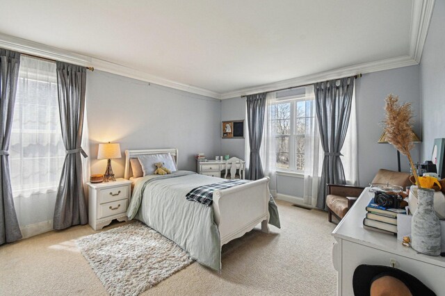 1037 Moray Dr, Inverness, IL 60010 - bedroom with visible vents, light colored carpet, and ornamental molding