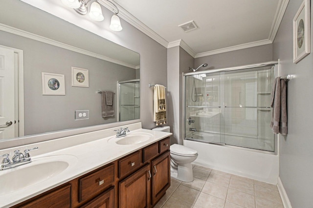 1037 Moray Dr, Inverness, IL 60010 - full bathroom with tile patterned flooring, a sink, visible vents, and double vanity