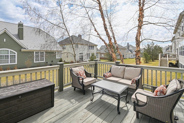 1037 Moray Dr, Inverness, IL 60010 - wooden deck with a lawn, an outdoor hangout area, and a residential view