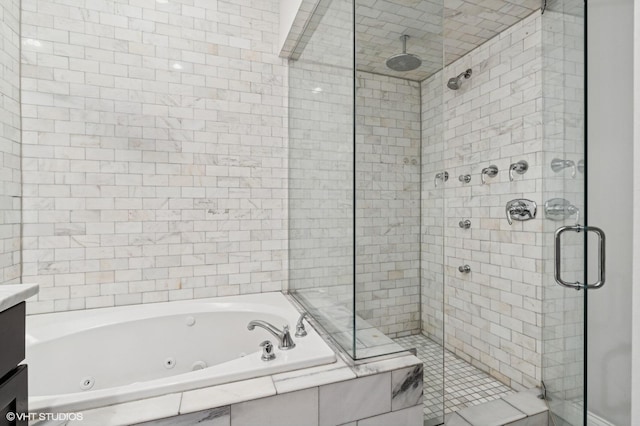 29 N Morgan St Unit Ph, Chicago, IL 60607 - full bathroom with a shower stall, a jetted tub, and vanity