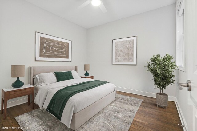 29 N Morgan St Unit Ph, Chicago, IL 60607 - bedroom with wood finished floors, baseboards, and a ceiling fan