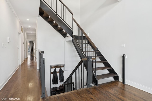 29 N Morgan St Unit Ph, Chicago, IL 60607 - stairway featuring wood finished floors, baseboards, and recessed lighting
