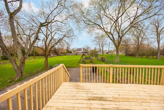 deck with a lawn