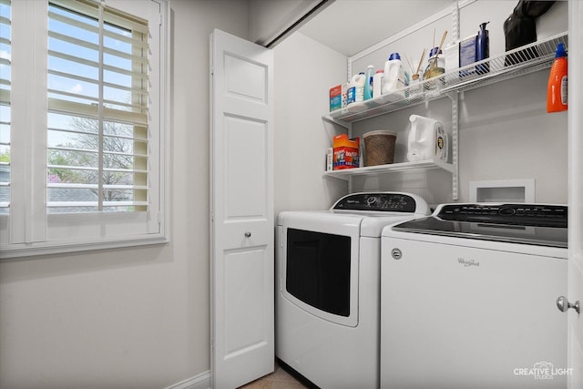 1454 Rill Ct, Naperville, IL 60565 - washroom featuring baseboards, plenty of natural light, laundry area, and washer and clothes dryer