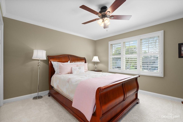 1454 Rill Ct, Naperville, IL 60565 - bedroom with light colored carpet, baseboards, crown molding, and ceiling fan