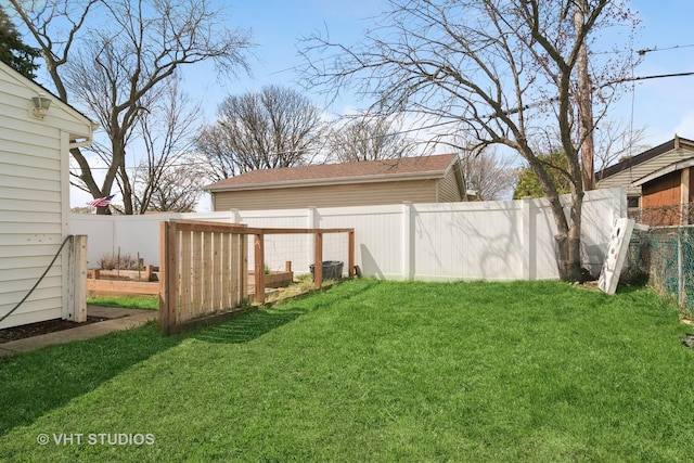 view of yard featuring a fenced backyard