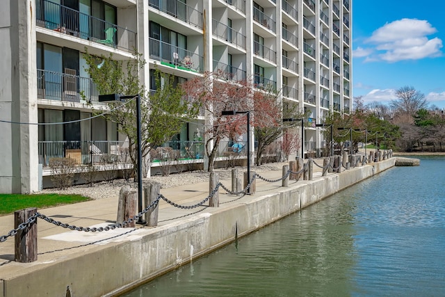 view of community featuring a water view