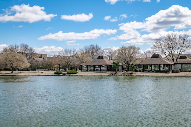 water view featuring a gazebo