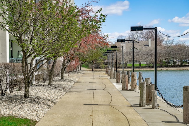 view of community featuring a water view