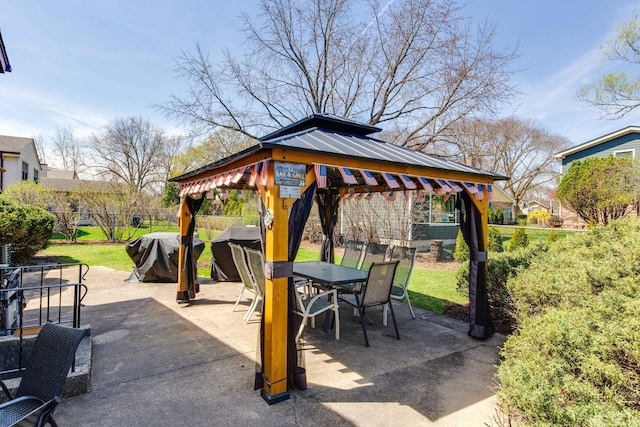 1338 E Best Dr, Arlington Heights, IL 60004 - view of patio / terrace featuring outdoor dining space, a gazebo, and a fenced backyard