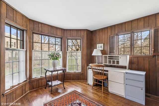 910 Lane, Lorraine, Lake Forest, IL 60045 - office with wooden walls, wood finished floors, and a healthy amount of sunlight