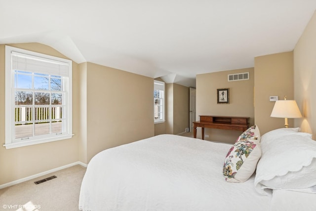 910 Lane, Lorraine, Lake Forest, IL 60045 - bedroom featuring lofted ceiling, baseboards, visible vents, and carpet flooring