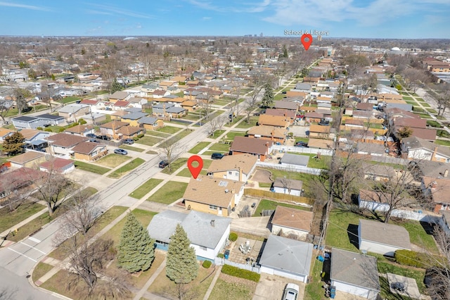 bird's eye view with a residential view