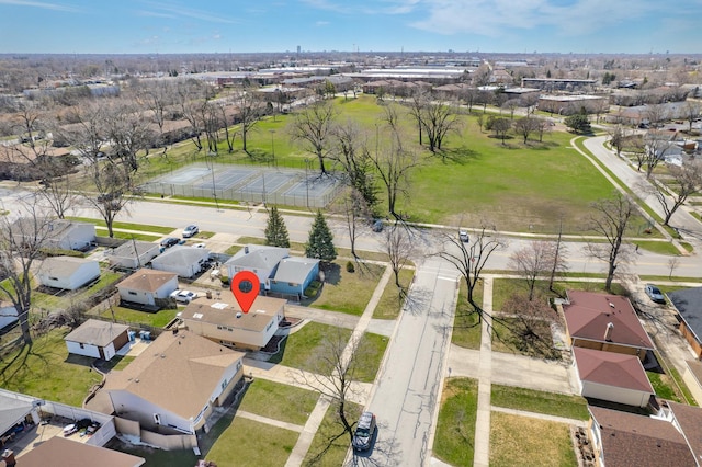 aerial view with a residential view