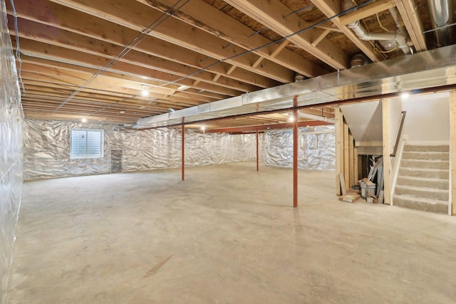 unfinished basement with stairs