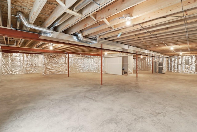 view of unfinished basement