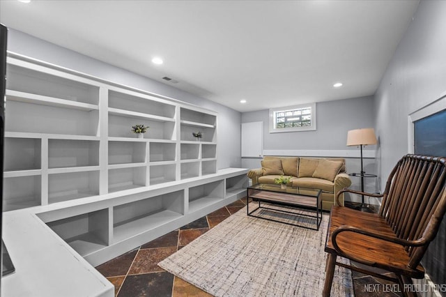 349 N Lincoln St, Batavia, IL 60510 - living area with visible vents, recessed lighting, and built in features