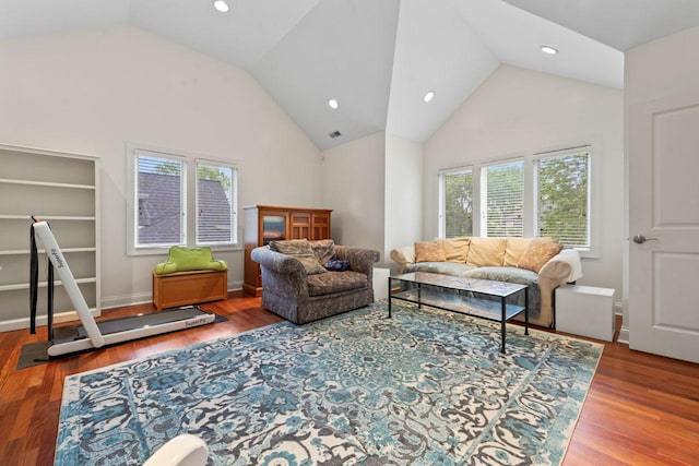 860 Kenton Rd, Deerfield, IL 60015 - living room featuring wood finished floors, recessed lighting, and high vaulted ceiling