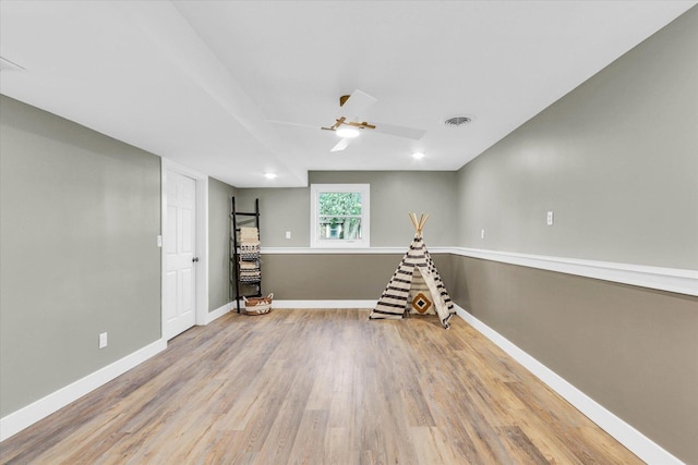 1801 Cindy Lynn St, Urbana, IL 61802 - below grade area featuring ceiling fan, wood finished floors, and baseboards