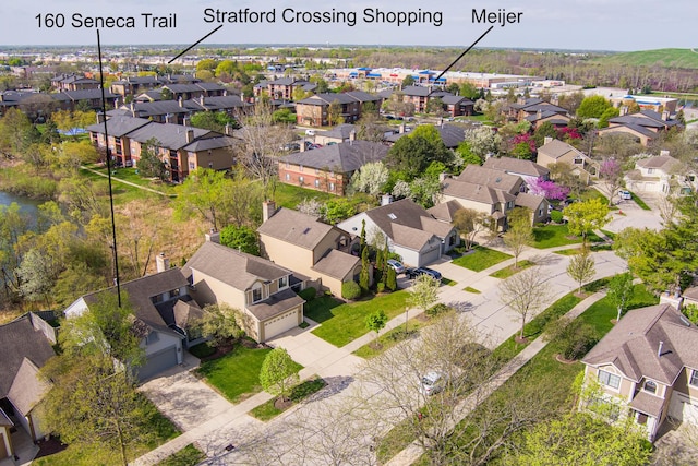 aerial view with a residential view