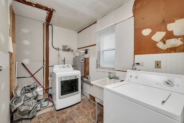 11007 W 167th St, Orland Park, IL 60467 - laundry area with laundry area, water heater, independent washer and dryer, and stone finish floor