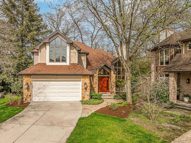 2111 Belleau Woods Ct, Wheaton, IL 60189 - view of front of property with roof with shingles, driveway, stone siding, and a garage