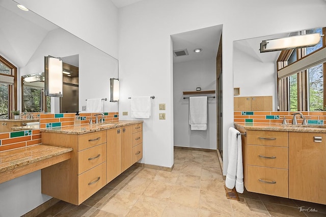2111 Belleau Woods Ct, Wheaton, IL 60189 - bathroom featuring visible vents, a sink, baseboards, and a wealth of natural light