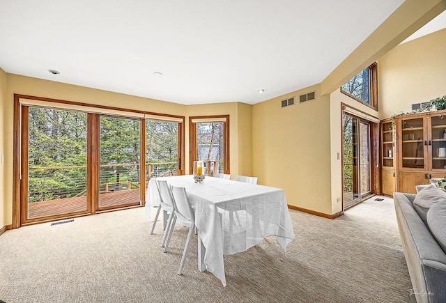 2111 Belleau Woods Ct, Wheaton, IL 60189 - dining space featuring light colored carpet, baseboards, and visible vents