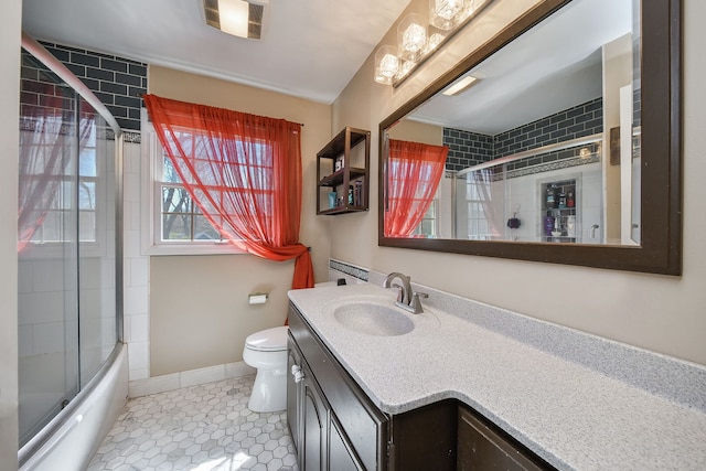 1616 Albermarle Ct, Naperville, IL 60563 - full bath with tile patterned floors, vanity, baseboards, enclosed tub / shower combo, and toilet
