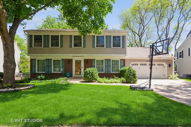 1616 Albermarle Ct, Naperville, IL 60563 - colonial inspired home featuring brick siding, an attached garage, a front yard, and driveway