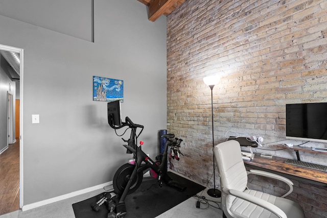 1740 N Maplewood Ave Unit 102, Chicago, IL 60647 - office featuring baseboards and brick wall