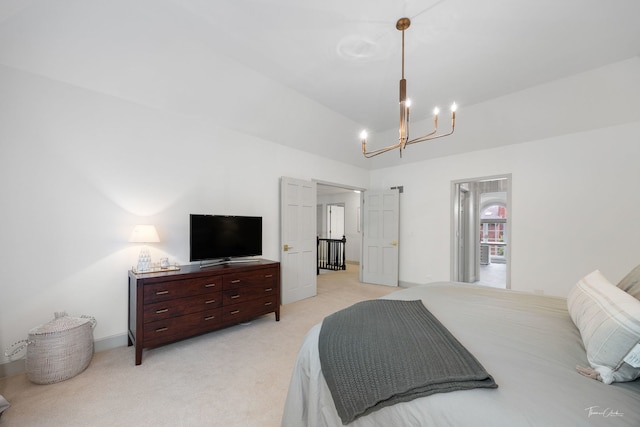 5930 Hillcrest Ct, Downers Grove, IL 60516 - bedroom with an inviting chandelier, high vaulted ceiling, and light carpet