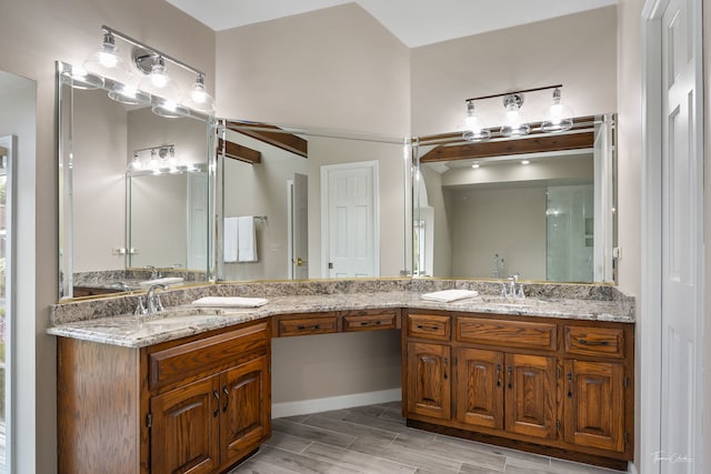5930 Hillcrest Ct, Downers Grove, IL 60516 - full bath featuring a sink, wood finish floors, and double vanity