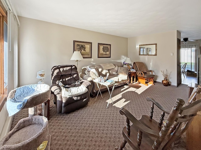 living room with carpet floors