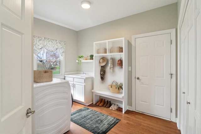 mudroom featuring light wood-style floors