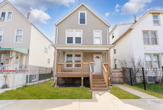 2147 N Latrobe Ave, Chicago, IL 60639 - traditional style home featuring fence private yard, covered porch, and a front yard
