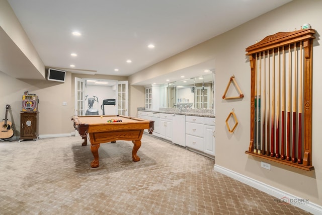 1330 Kurtis Ln, Lake Forest, IL 60045 - playroom with billiards table, recessed lighting, baseboards, and light carpet