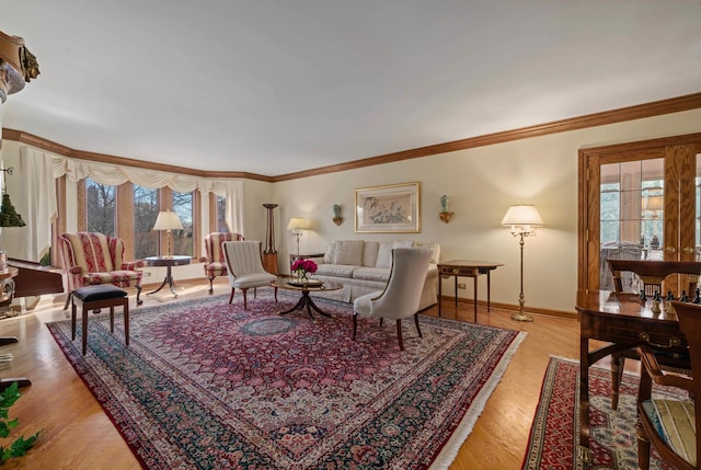 1330 Kurtis Ln, Lake Forest, IL 60045 - living area with healthy amount of natural light, baseboards, ornamental molding, and light wood-style floors