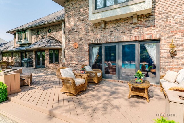 1330 Kurtis Ln, Lake Forest, IL 60045 - deck featuring french doors, a grill, and outdoor lounge area