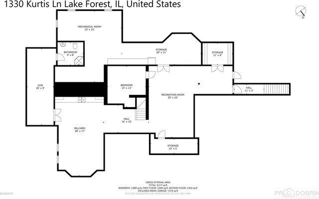 1330 Kurtis Ln, Lake Forest, IL 60045 - floor plan / room layout