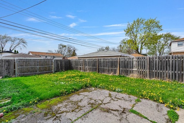 view of yard featuring a fenced backyard