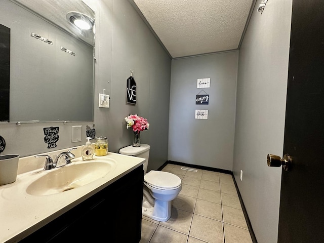 26812 US-150 Hwy, Leroy, IL 61752 - half bathroom with toilet, tile patterned flooring, vanity, a textured ceiling, and baseboards