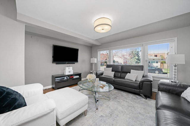 living room featuring baseboards and wood finished floors