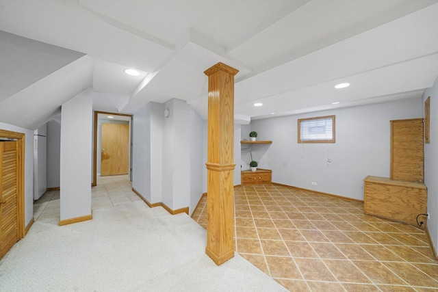additional living space featuring recessed lighting and baseboards