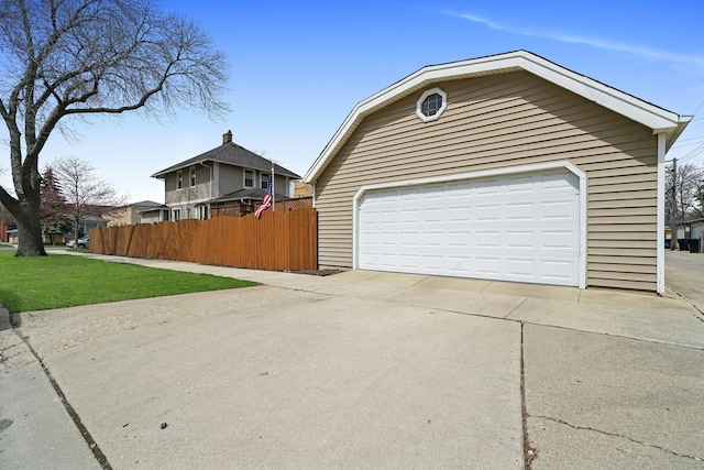 detached garage with fence