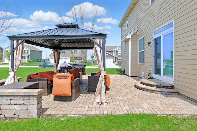 412 Towne Center Blvd, Shorewood, IL 60404 - view of patio with an outdoor hangout area and a gazebo