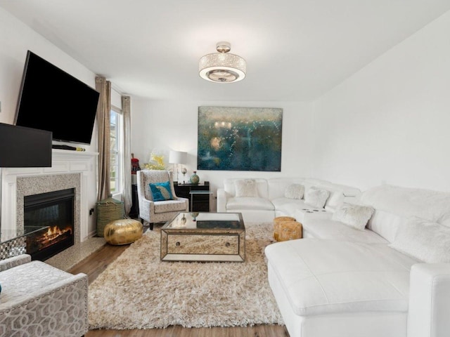 412 Towne Center Blvd, Shorewood, IL 60404 - living area with a glass covered fireplace and wood finished floors