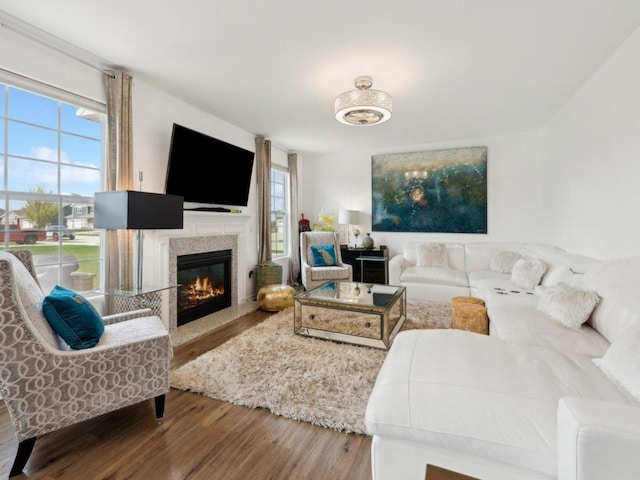 412 Towne Center Blvd, Shorewood, IL 60404 - living area with a premium fireplace and wood finished floors