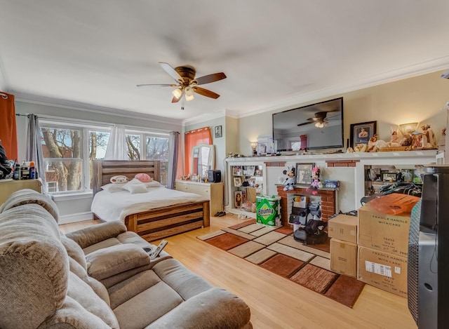 2936 N Kilpatrick Ave, Chicago, IL 60641 - bedroom with ceiling fan, wood finished floors, and ornamental molding